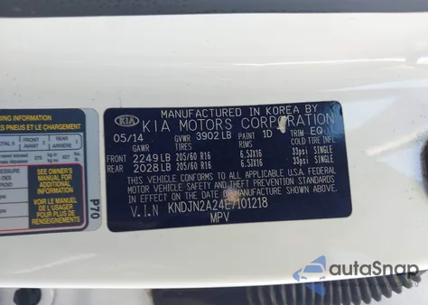 2014 Kia Soul z USA, uszkodzony, nr VIN KNDJN2A24E7101218